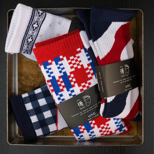 RED WHITE BLUE SERIES SOCKS (4 Types in a box)